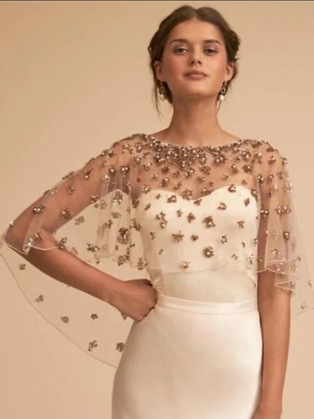 Anthropologie BHLDN Sheer Bridal Cape/shawl